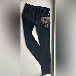 GUCCI jeans with Tiger embrodery, Size 26, skinny